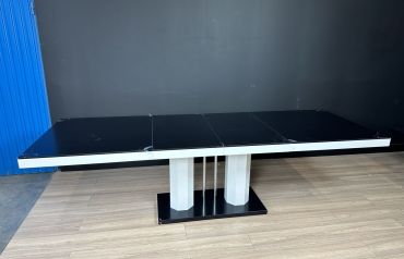 [outlet] Stół rozkładany MODEL „R” czarny-biały (wysoki połysk)